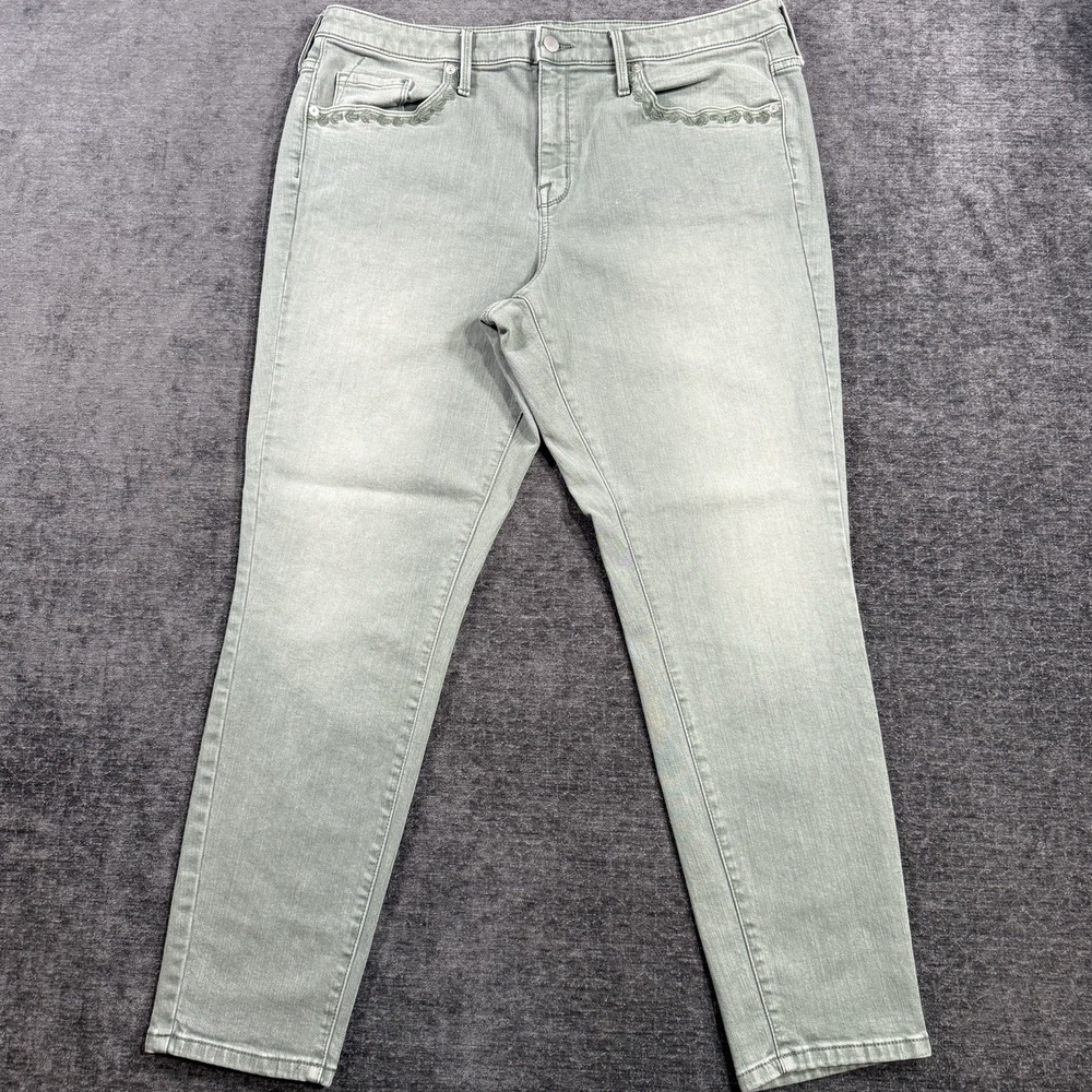 Mossimo Denim High Rise‎ Skinny Jeans Women's Size 16 Green Embroidered Pockets